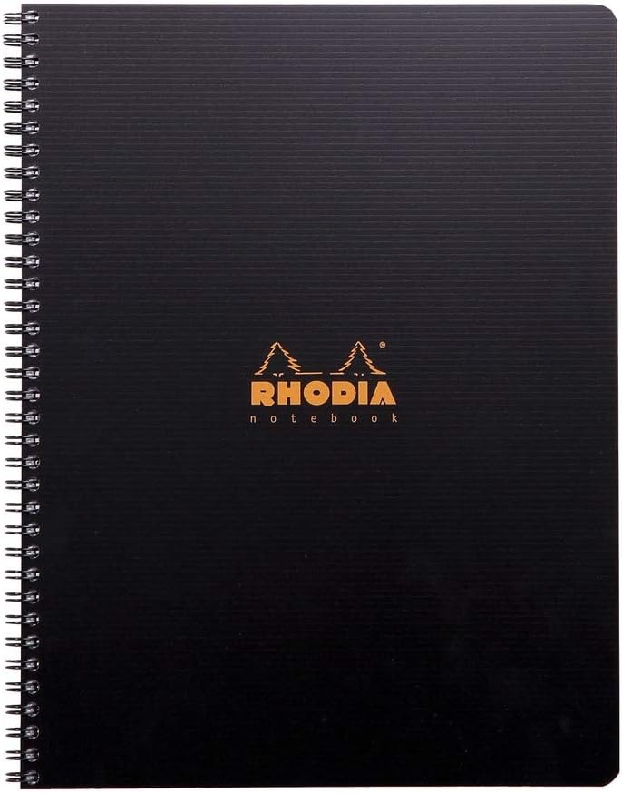 RHODIA 119901C - Spiral Notebook (Full Bound) Black A4+ | Lined | 160 Detachabl