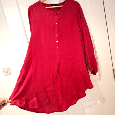 Ralston Tunic Top Size M Bold Pink Oversized Relaxed Pockets Shirt Blouse