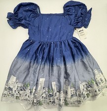 NEW Pippa and Julie Girls Blue Starry Night Cityscape Dress Kids 6X Fairy Party