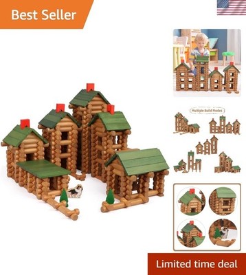 Nostalgic 530 Pcs Wooden Logs - Imaginative Building Set for Ages 3+ Children