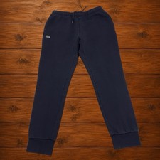 Lacoste Tracksuit Bottoms Mens Small Blue Fleece Sweatpants Joggers Crocodile