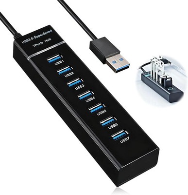7 Ports Hub USB 3.0 Verlängerungskabel High Speed Mehrfachadapter PC Laptop