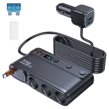 9in1 Car Cigarette Lighter Socket Splitter USB C Fast Charger 3Way Power Adapter