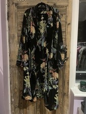 Boohoo Floral Print Robe Satin With Belt Fits Like Size 20