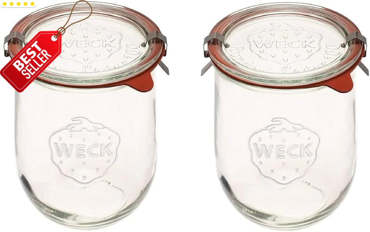 Tulip Jars 1 Liter Wide Mouth Canning Storage Jars with Glass Lids 2 Pack US