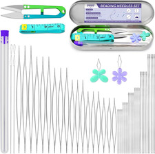 86 Pcs Beading Needle Set, 6 Sizes Big Eye Beading Needles for Seed Beads, Long