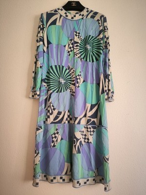 Vintage Emilio Pucci 100% Silk Dress Signed Print Italy Size 8 c. 1970s
