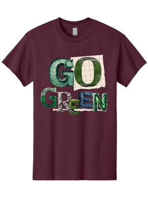 Go-Green Mens Graphic Tee,100% Cotton,Casual Summer Wear