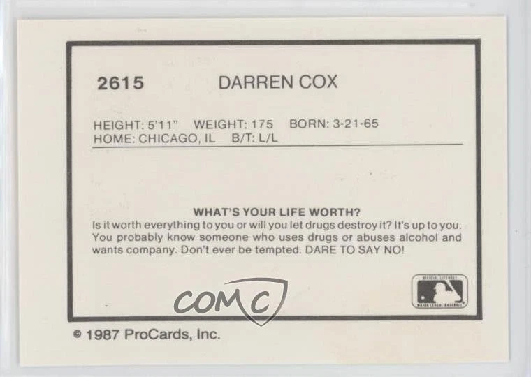 1987 ProCards Minor League Darren Cox #2615 - Image 2 of 2