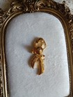 Avon Gold Tone White Enamel Ribbon Awareness Brooch Pin Signed Metal — photo 3