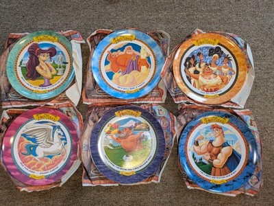 Disney Hercules Character Plates Set VTG 1997 Complete Set 6 MINTY Great Cond