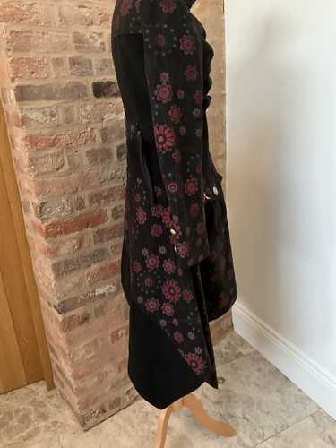 Joe Browns Military Style Coat Floral Patterned Uk 8 Black Red Grey - Picture 5 of 11