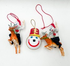Jack In The Box Jack Riding Reindeer Christmas Ornament Lot Toy Soldier