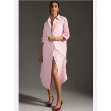 Maeve The Soren Long-sleeve Shirt Dress In Pink Size Small