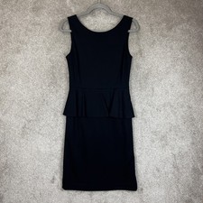 Banana Republic Dress Womens 4 Black Sleeveless Stretch Ruffle Waist Zip- 4062