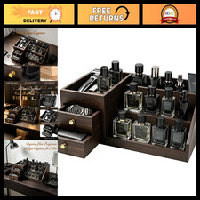 3-Tier Wooden Perfume Organizer, Cologne Display Shelf for Men - Brown Storage U