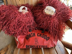 ORIGINAL Barry MFG Cheerleading Pom Poms North Caddo Rebelettes with bag