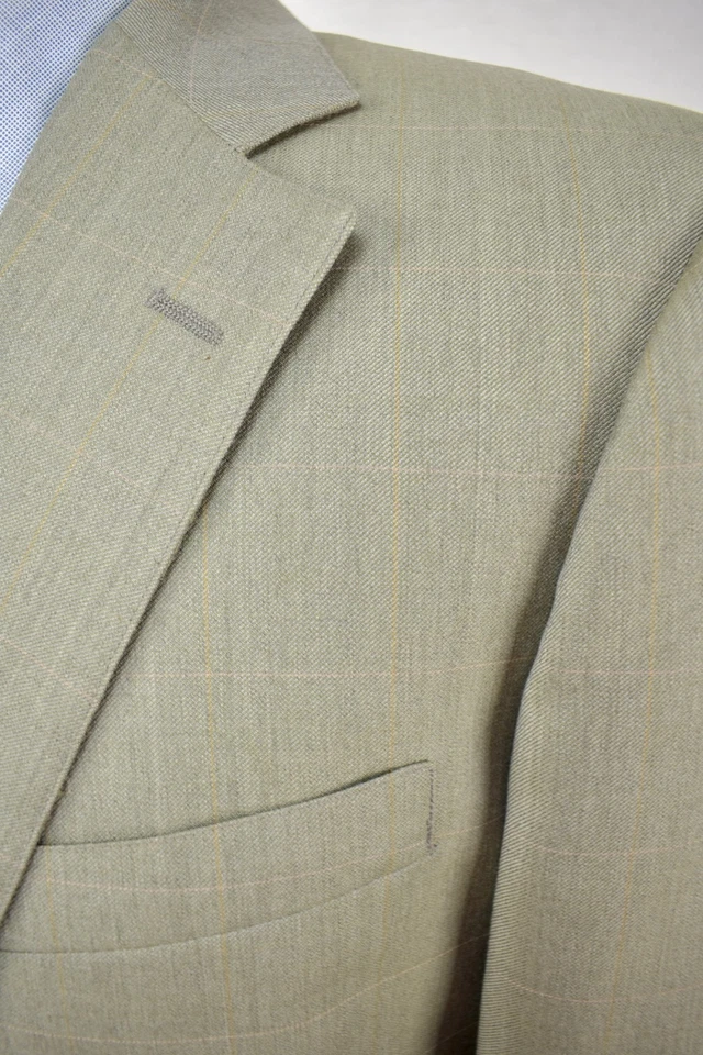 Traje Southwick 1995-2004 marrón claro a cuadros lana tres rollos dos talla: 40R Foto 3 de 4