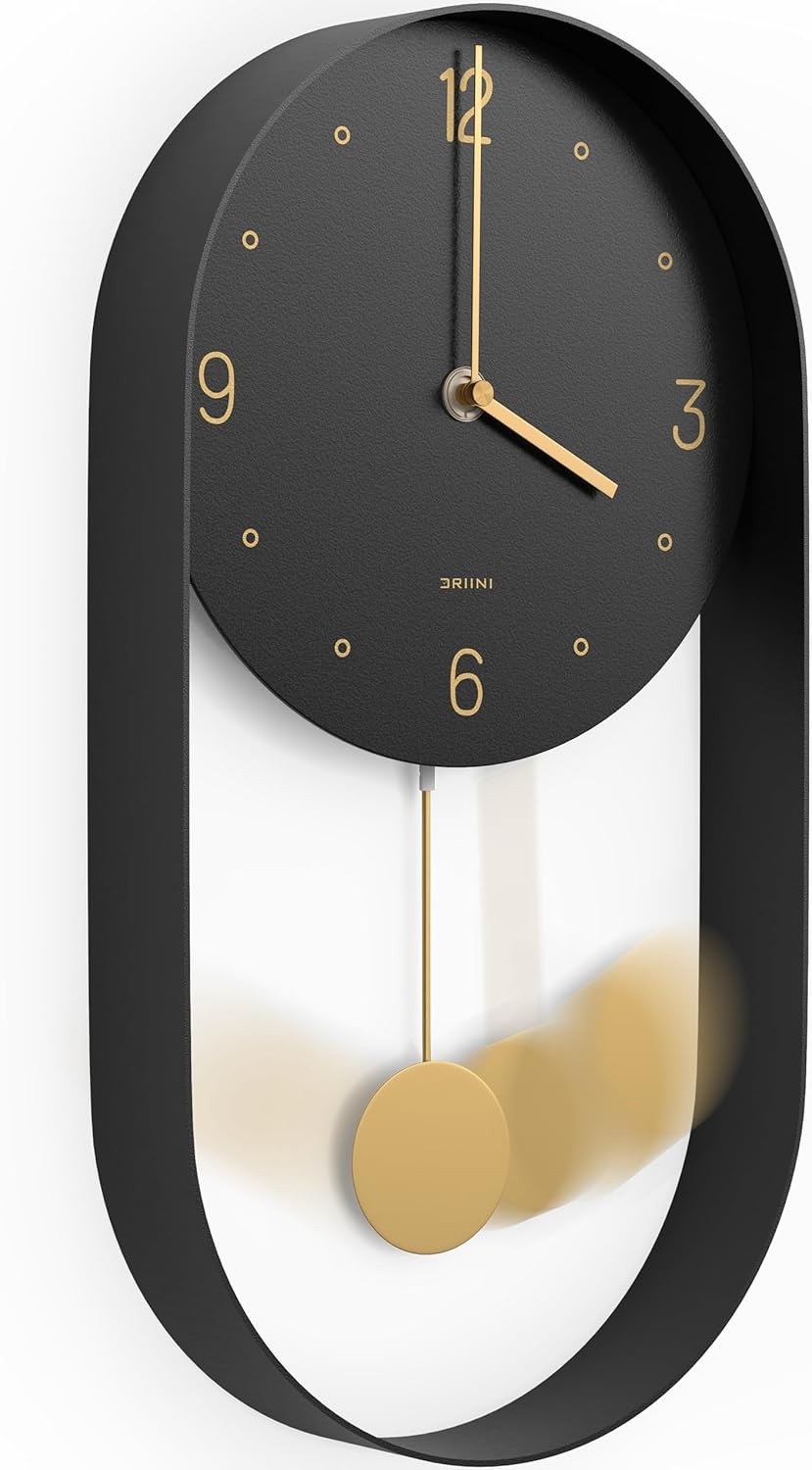 Driini Modern Pendulum Clock Decorative and unique metal frame, 8 inch dial