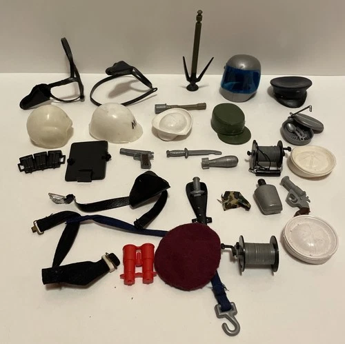 Vtg 60s 70s Hasbro GI Joe & Clone Hong Kong Misc Hat Weapon Accessory Pieces Lot