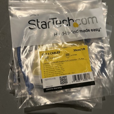 12 - 1' FT CAT6 PATCH CORD ETHERNET NETWORK CABLE BLUE Cat-6 STARTECH