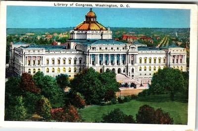 Library of Congress Washington DC Postcard Capitol View Golden Dome