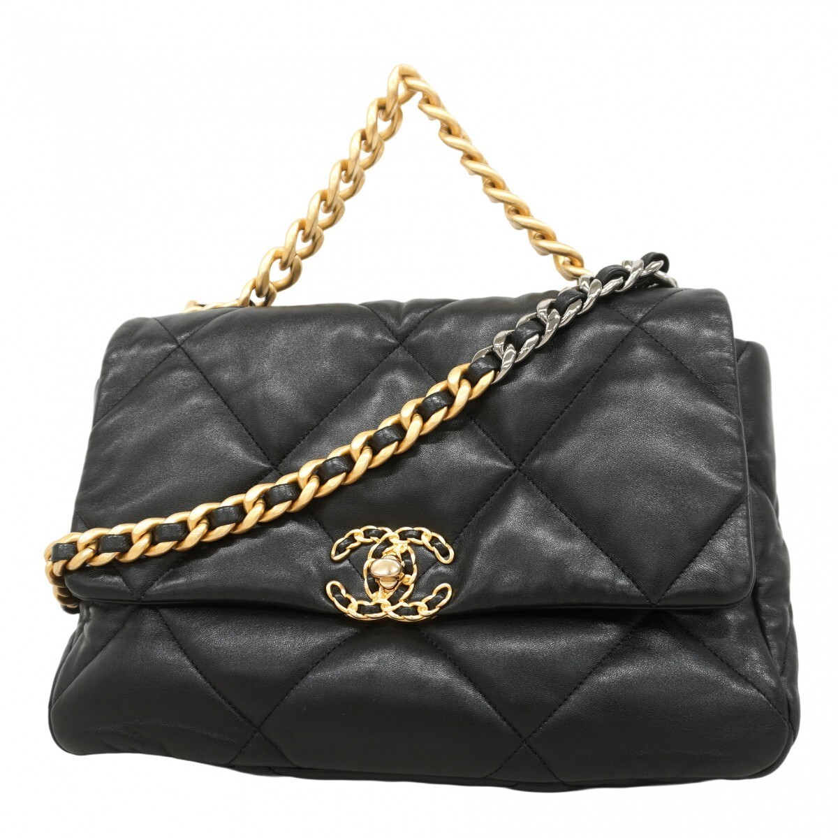 Chanel 19 Lambskin Chain Shoulder Bag with Gold Silver Hardware 426803