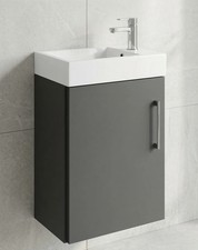 Nura 400mm Wall Hung Vanity Unit Basin Designer Matt Dark Grey Space Saving Slim
