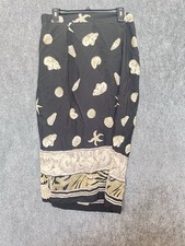 Vintage Delta Burke Black Wrap Skirt Sz 14 | Coastal Print | Made in USA