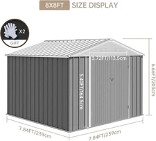 8x8 Ft Outdoor Storage Shed, Updated Frame & Lockable Door, Waterproof Tool Shed