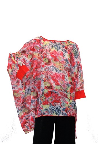 Para mujer Estilo Poncho Blusa Pulóver Túnica Estampado Transparente Cuello Floral Prenda para el torso - Imagen 7 de 10