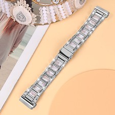 Steel Resin Watch Strap for Fitbit Versa 4/Sense 2 Band Bling Wristband Bracelet