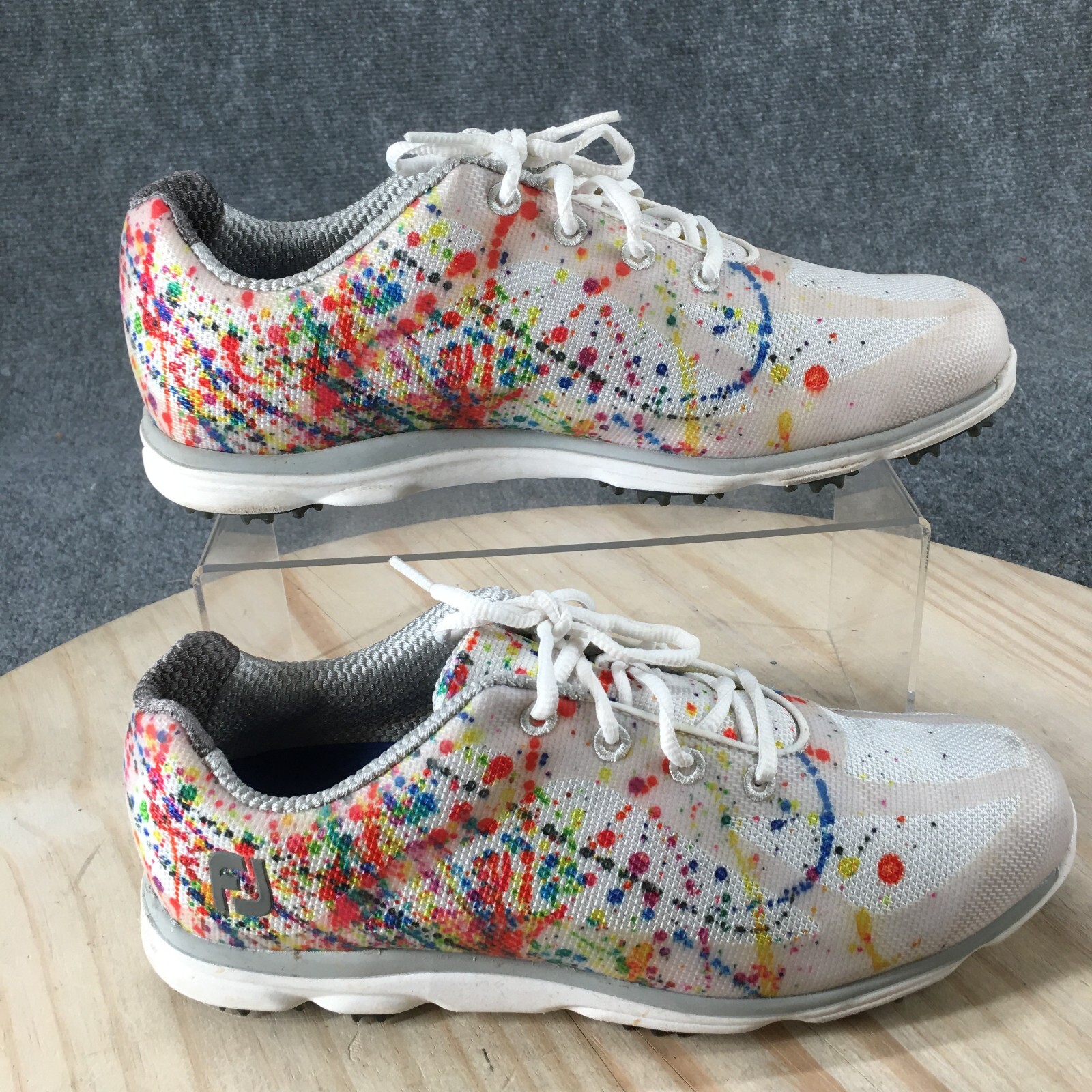 Footjoy Shoes Womens 9 M Paint Splatter Spikeless Golf Sneakers 98012