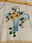 VINTAGE HAND CROCHETED PILLOWCASES YELLOW BASKETS FLORAL - BEAUTIFUL — photo 8