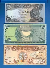 IRAQ P-97 P-98 P-104 250, 500, 1,000 Dinara Uncirculated Set #3