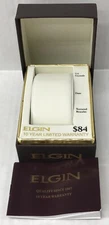 Elgin Brown Watch Box Presentation display Storage Case with booklet