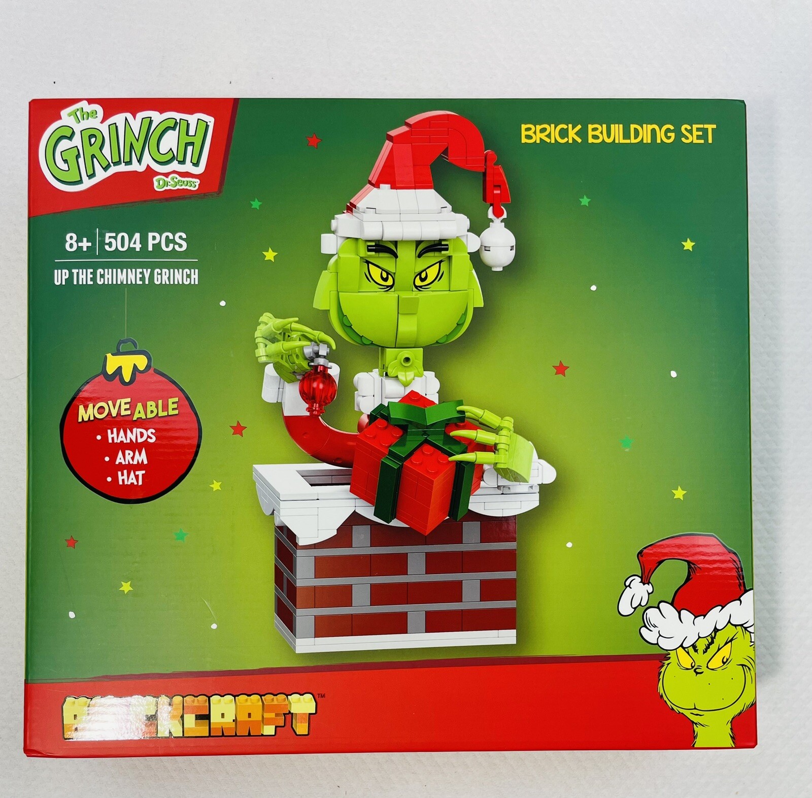 Kit de construcción de ladrillos de vacaciones de Navidad GRINCH BrickCraft Up The Chimney 504 piezas NUEVO
