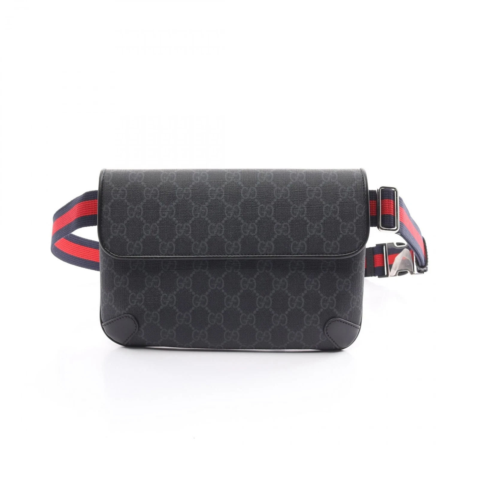 GUCCI GG Supreme Belt taille bum bag 792091FADJA1042 toile cuir noir gris 1A