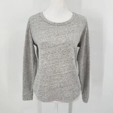 Marine Layer Top Womens Medium Heathered Gray Saddle Hem 3/4 Sleeve Crew Neck