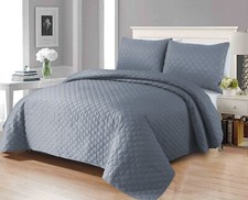 3 PIECE QUILTED BEDSPREAD BED THROW SINGLE DOUBLE KING SIZE EMBOSSED BEDDING SET