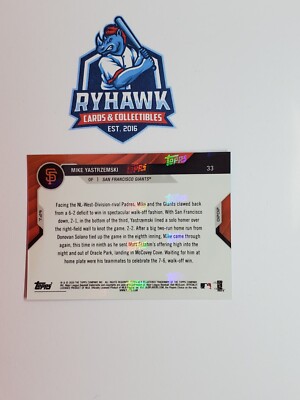 2020 Topps Now Blue Parallel /49 #33 Mike Yastrzemski Giants 2 HRs