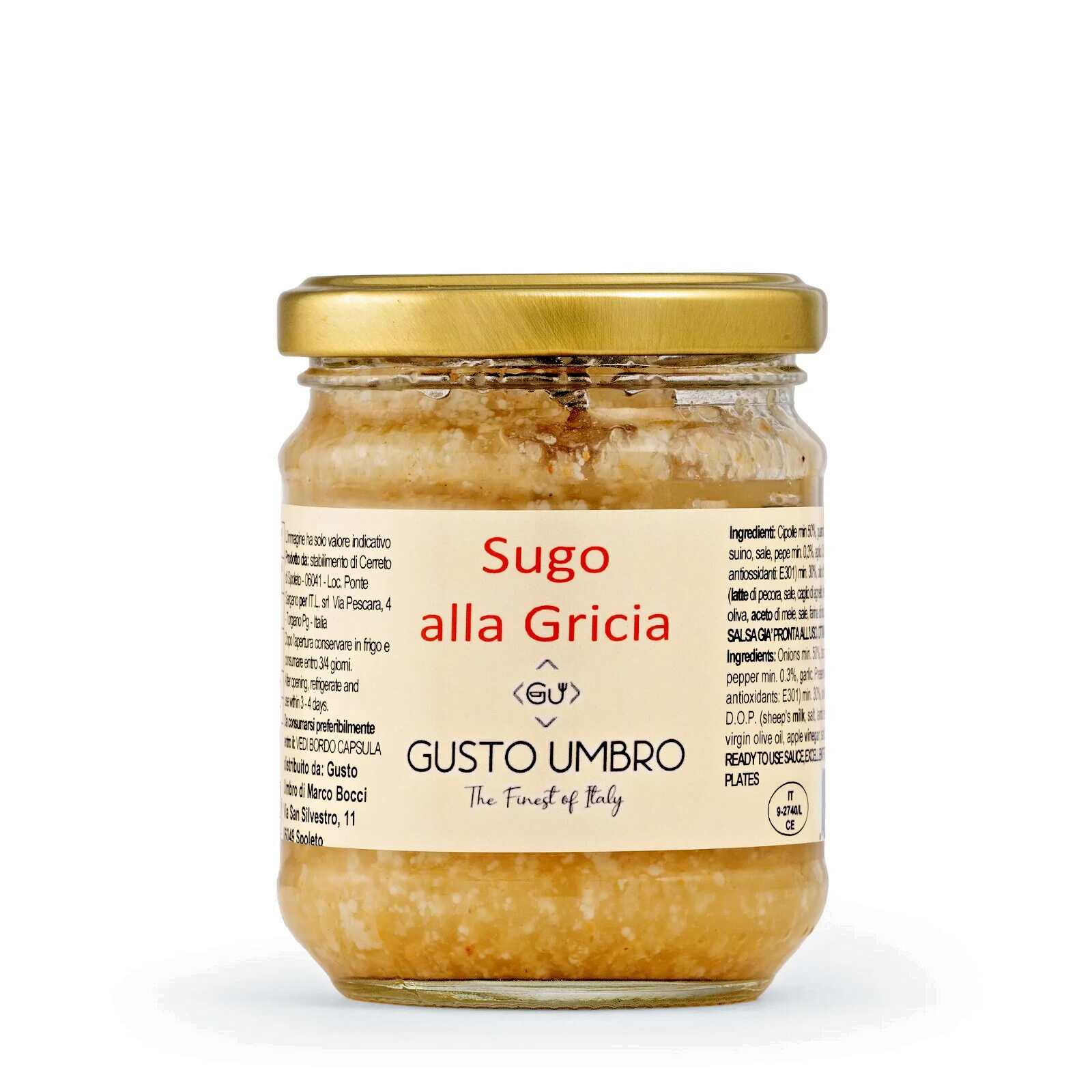 SUGO alla GRICIA con GUANCIALE e PECORINO ROMANO Dop 180gr in OLIO EXTRAVERGINE