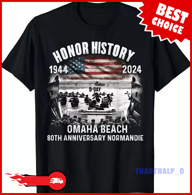 Omaha Beach D-Day 80 th Anniversary Honor History T-Shirt