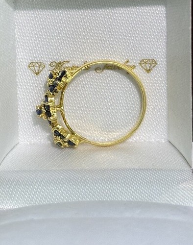 14k Solid Gold 3 Flowers Cluster Ring Natural Sapphire, Sz 8, 2.94 Grams - Picture 7 of 8