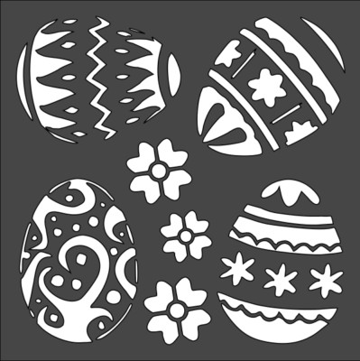 8''x8'' Clear Plastic Stencil - Easter Eggs (SY33)