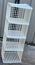 Vintage Yaffa Blocks White Plastic Stackable Storage Bins Crate Shelf Set