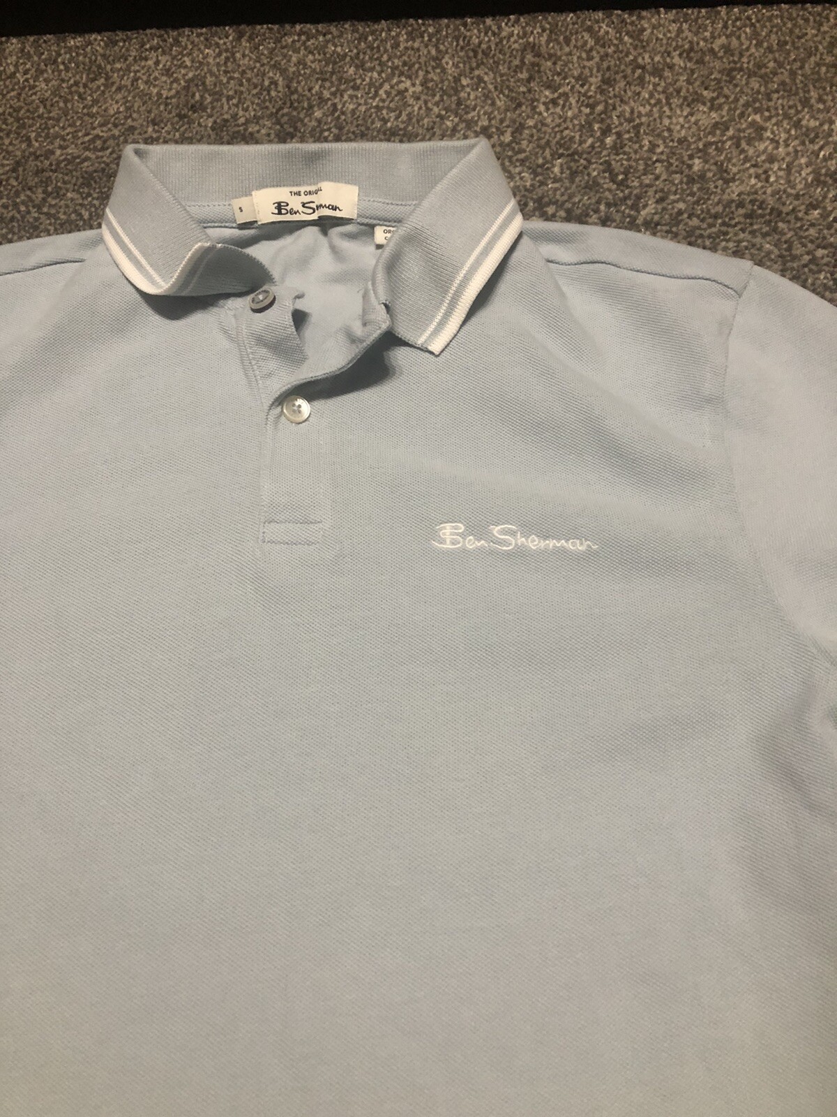 Ben Sherman Mens Baby Blue Polo Shirt Size Small Lovely Condition