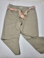 Lee Natural Fit Pants Beige Belt below waist Size 14 Medium