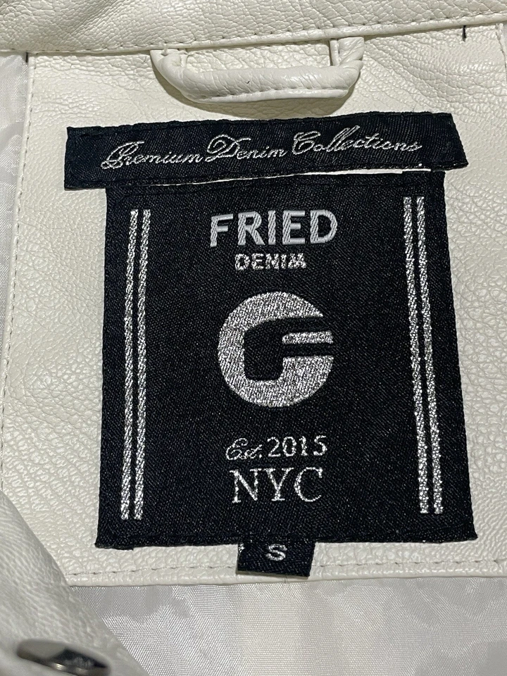 Fried Denim White pleather Jacket NYC premium denim collections - size Small - Image 3 of 4