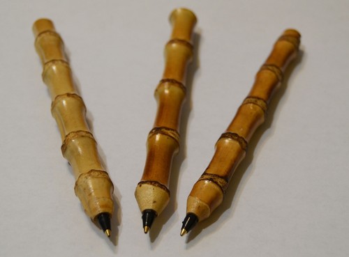 Bamboo pens set of 3 smooth writing rustic bamboo pens in natural color